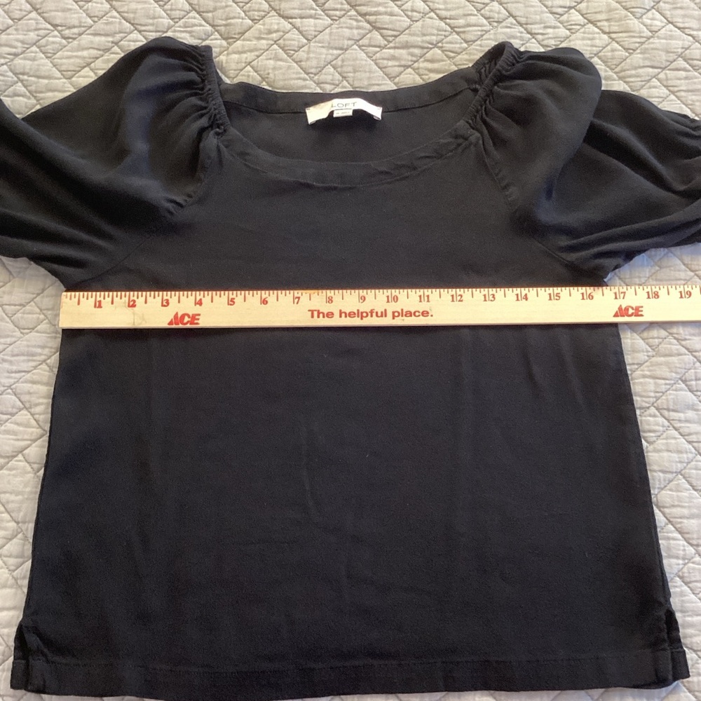 LOFT Black Puff Short Sleeve Blouse Sz XS - Picture 10 of 11